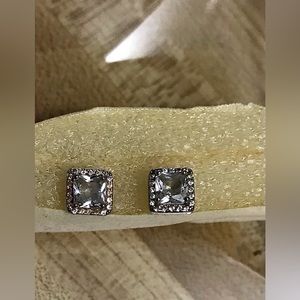 Set of Sterling Silver Earrings with CVB Diamonds also has a jeweler mark TESTED
